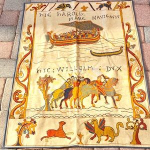 French Tapestry Bayeau Earl Harold 4’1”x3’2”